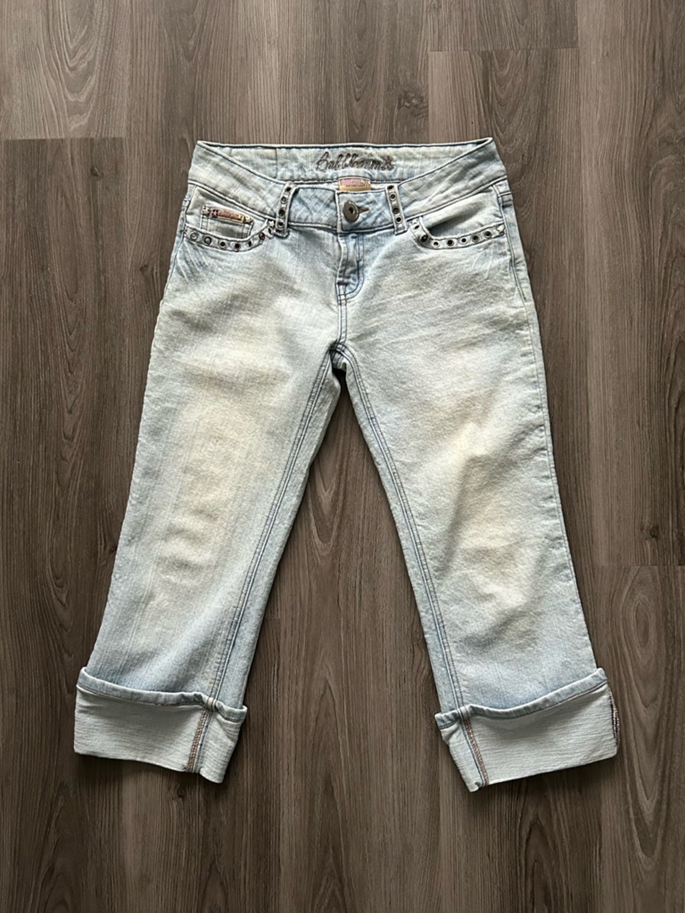 Y2K Bubblegum Light Blue Cropped Roll-Cuff Jeans